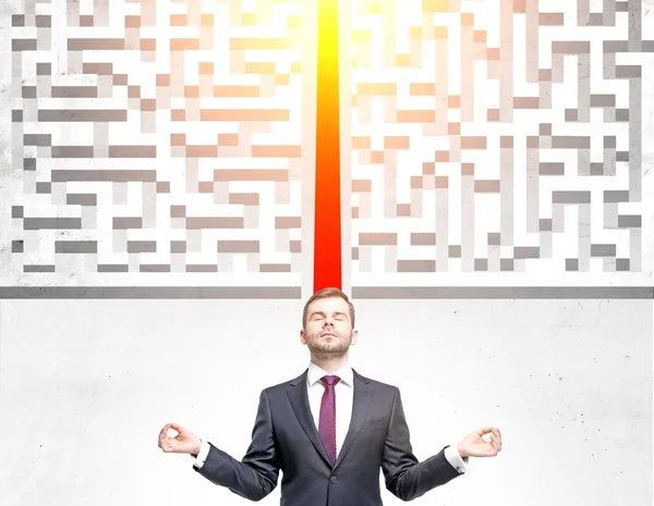 Success concept with meditating businessman — Stock Photo, Image