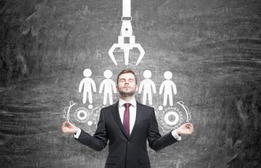Meditasyon bir adam insan kaynakları kavramı