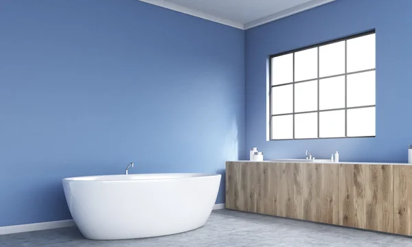 블루 욕실 인테리어 측면 — 스톡 사진
