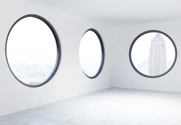 Empty office with round windows — Stock Photo, Image