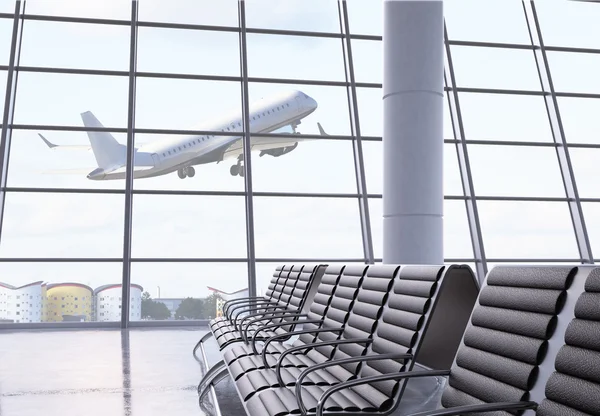 Aeroporto com vista da cidade — Fotografia de Stock