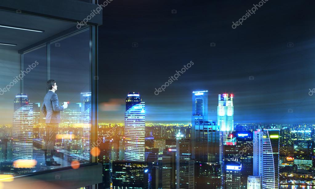 Businessman On Panoramic Balcony Side Stock Photo By C Denisismagilov