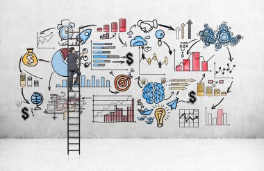 İşadamı merdiveninde kroki çizim