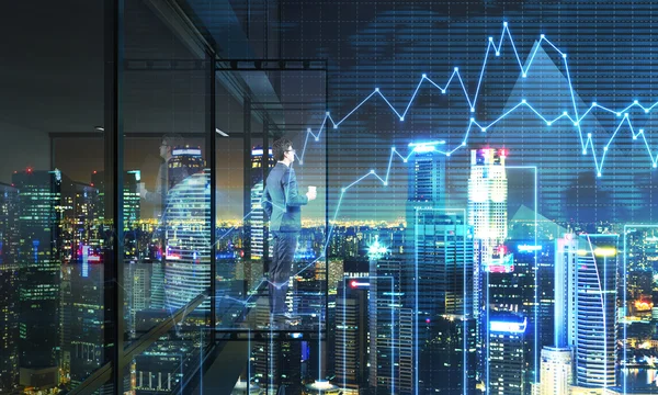 Young broker on balcony — Stok fotoğraf