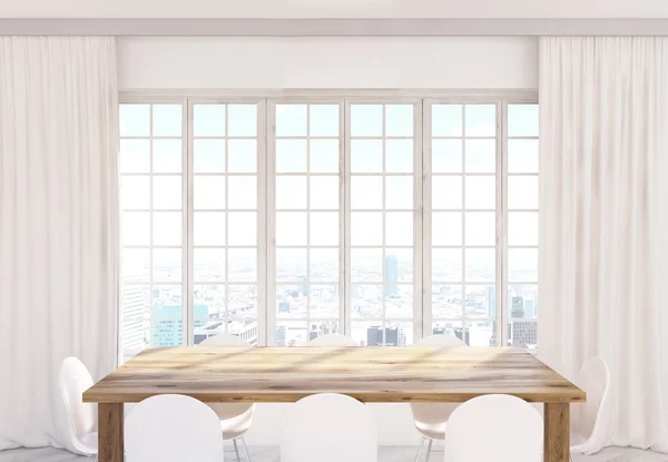 Wooden kitchen table in interior — 图库照片