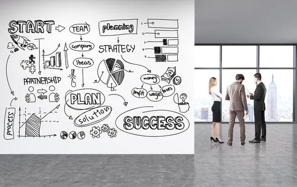 Business success sketch on wall — Stock Photo, Image