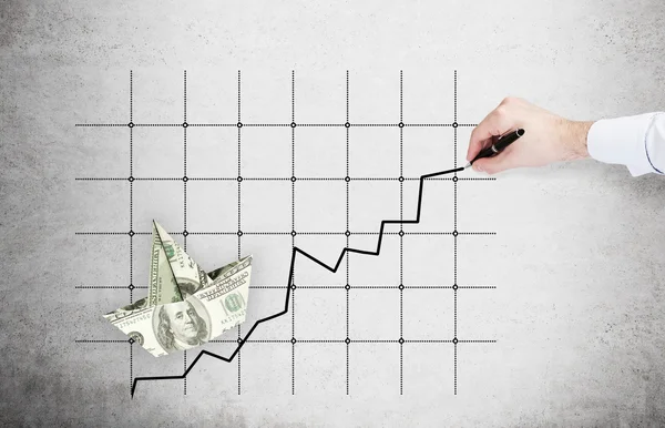 Ruční kreslicím finančním diagramem — Stock fotografie