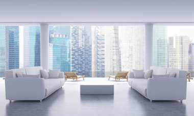 Singapur manzaralı lounge iç mekan