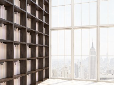 Güncel şehirde ev kütüphanesi.