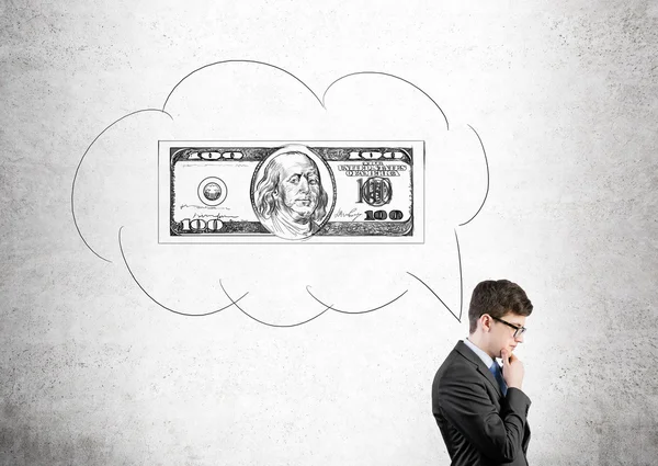 Businessman with dollar bubble cloud — Stock Photo, Image