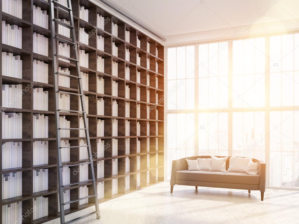 Interior Of Modern House Library In Skyscraper Apartment