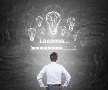 Adamın yanına ampul kroki seyir yazı tahtası