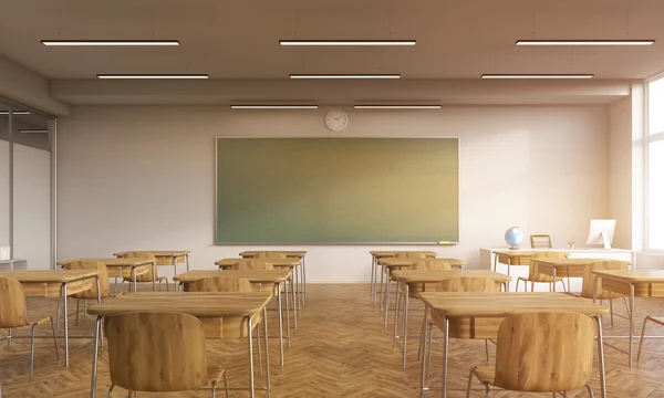 Old classroom interior with sun — Stock Photo, Image