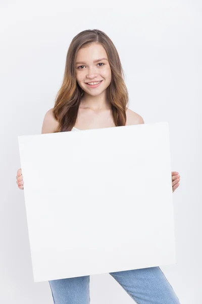 Girl with poster — Stock Photo, Image