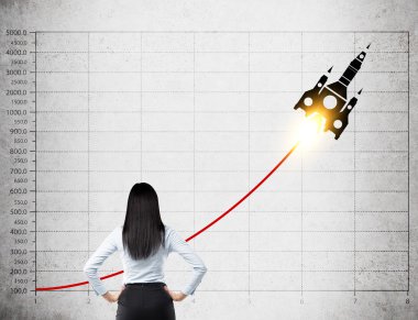 Woman and space shuttle sketch