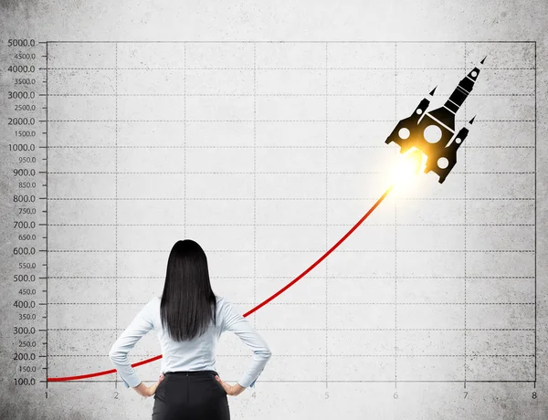 Woman and space shuttle sketch