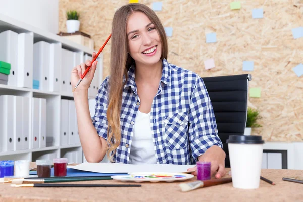 Högskolestudent ritning — Stockfoto