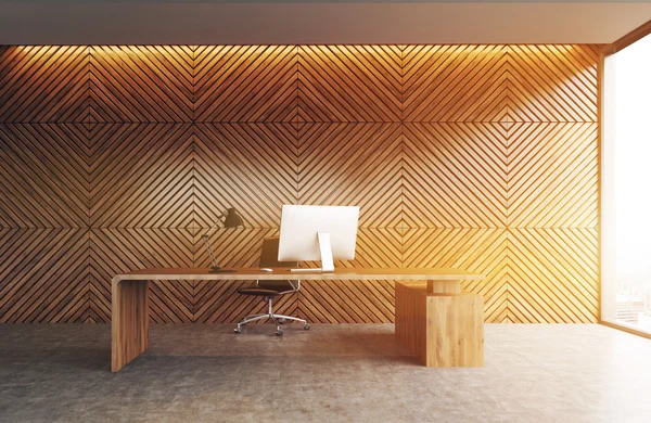 Wooden wall office — Zdjęcie stockowe