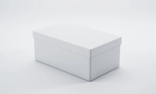 Caja blanca sobre fondo blanco. Concepto de servicios de embalaje y entrega. renderizado 3d. Prepárate. — Foto de Stock