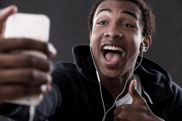 African American man with thumb up — Stock Photo, Image