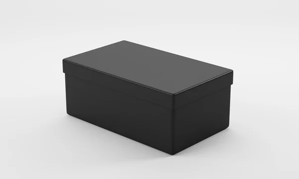 흰색 바탕에 블랙 박스입니다. 포장, 권투 및 제품 배달의 개념입니다. 3d 렌더링입니다. 모의 — 스톡 사진