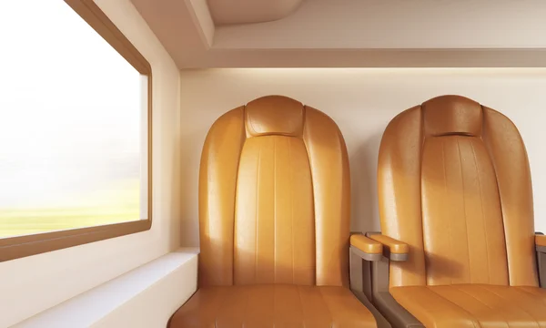 Two brown chairs in airplane — Stock Photo, Image