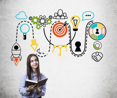 Kitap ve başlangıç kroki ile Kız