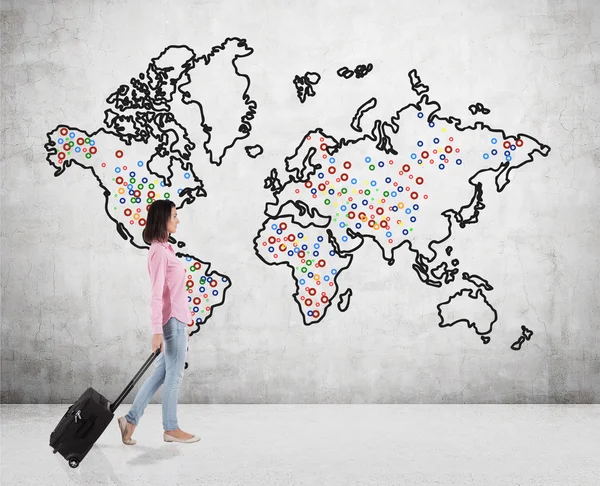 Teenage girl travelling around the world — Stock Photo, Image
