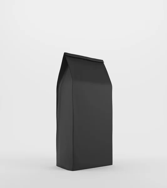 Bolso de papel negro para almuerzo en superficie blanca — Foto de Stock