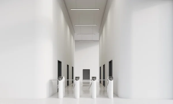 Couloir blanc avec tourniquets — Photo
