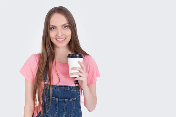 Menina de café alegre — Fotografia de Stock