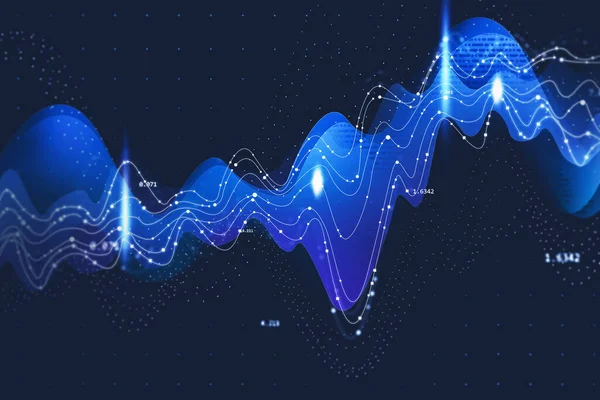 Fondo Finanziario Con Grafico Digitale Sfondo Blu Scuro Concetto Borsa — Foto Stock