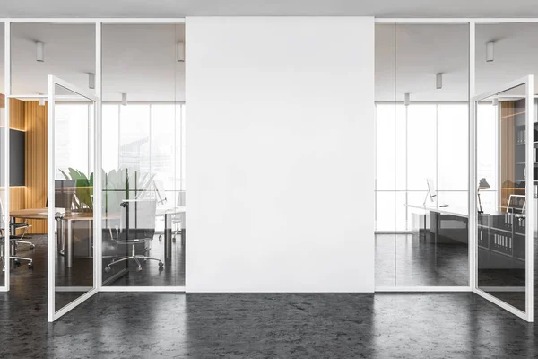 Mock Wall Bianco Elegante Sala Ufficio Con Pavimento Cemento Nozione — Foto Stock