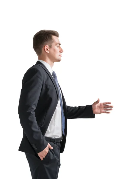 Snygg Affärsman Formell Kostym Räcker Handen För Ett Handslag Isolerad — Stockfoto