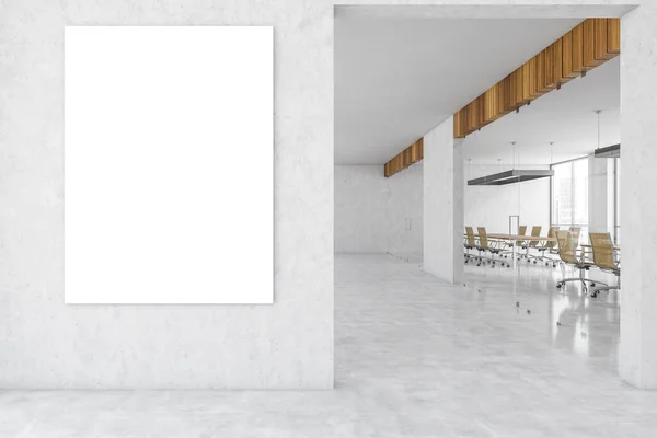 Makieta Marmurowej Ścianie Biały Pokój Biurowy Salą Konferencyjną Szklanymi Drzwiami — Zdjęcie stockowe