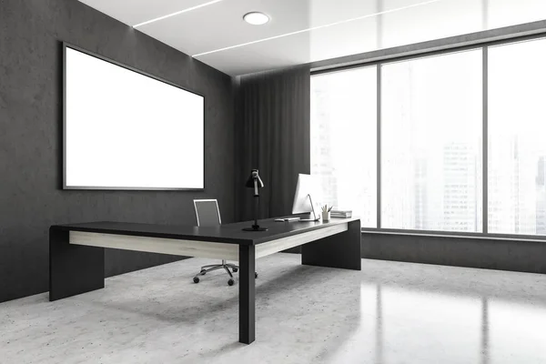 Mockup Canvas Frame White Black Business Office Room Minimalist Furniture — Stock Photo, Image
