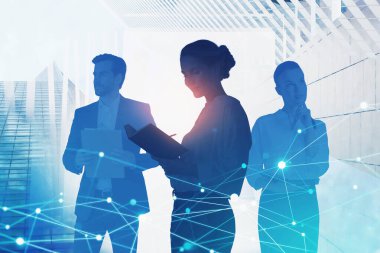 Singapur siluetinde iş tokalaşması ile çifte çekim. Tonlanmış görüntü. Uluslararası iş ve lojistik kavramı.