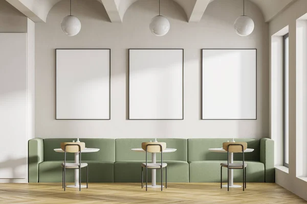 Cafeteria, dining room in university, cafe with tables and chairs, counter bar hotel. Canteen interior in school, college or office. Mock up posters copy space. 3d rendering.