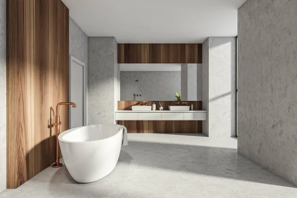 Modernes Badezimmer Interieur Neuem Luxus Zuhause Stilvolles Hotelzimmer Freiflächen Betonhölzerne — Stockfoto