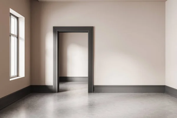 Lege Hal Interieur Modern Appartement Met Raam Grijze Vloer Deur — Stockfoto