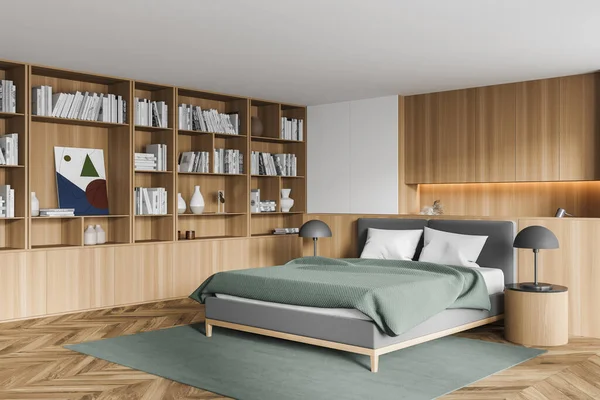 Élégant Intérieur Moderne Chambre Contemporaine Avec Mobilier Confortable Lit Pour — Photo