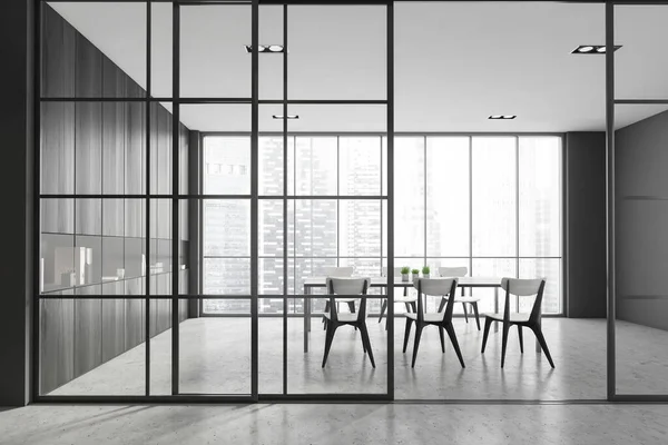 Interior Design Modern Meeting Room Panoramic Windows Contemporary Conference Board — Stock Photo, Image