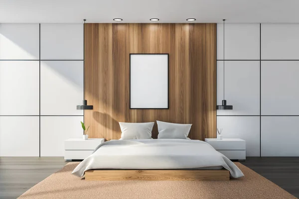 Yatak Odası Yastıklar Parke Döşemeler Lambalı Kahve Masaları Model Fotokopi — Stok fotoğraf