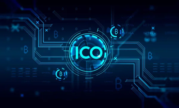 Inmersive Hud Ico Initial Coin Offering Interface Blurry Focused Analytics — 图库照片