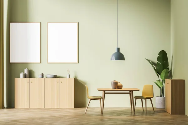 Modernes Wohnzimmer Mit Zwei Sitzen Auf Holzboden Schublade Mit Dekoration — Stockfoto