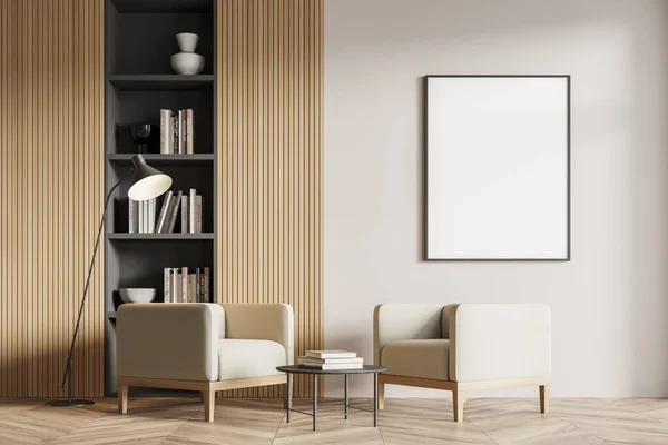 Interior Elegante Sala Estar Salón Oficina Biblioteca Casa Con Paredes — Foto de Stock