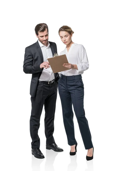 Die Ganze Länge Der Geschäftsfrau Und Des Geschäftsmannes Formalen Kleidern — Stockfoto