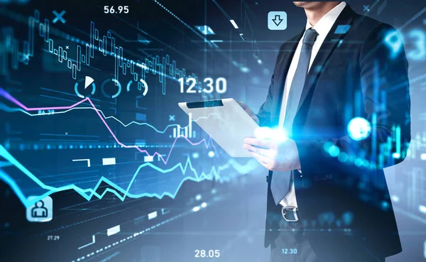 Various Financial Charts Showing Increase Price Stock Market Digitalization Internet — Stock Photo, Image