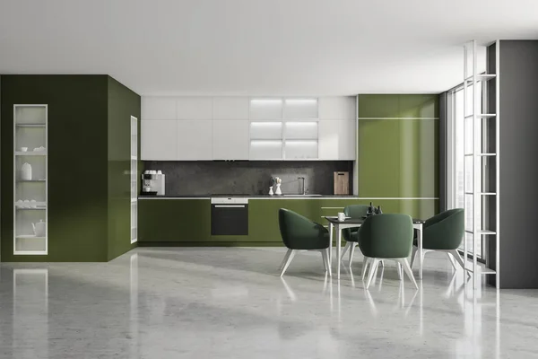 Modern Kitchen Room Interior Wolkenkratzer Gebäude Große Asiatische Stadt Luxus — Stockfoto