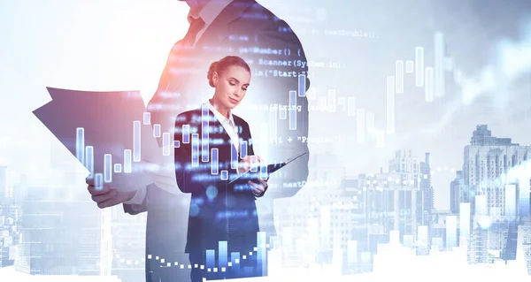 Two Businesswoman Taking Notes Pondering Business Process New York City — Stock Photo, Image